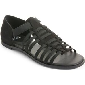 Eileen Fisher Ratone Woven‎ Gladiator Sandals Elastic Straps Black Size 6.5 NWOT